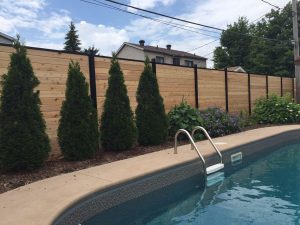 Aluminum and wood Pool Fence - Ideal Fence of Ottawa