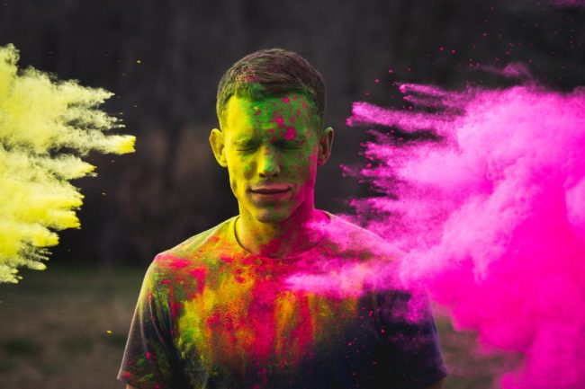 man covered in colours