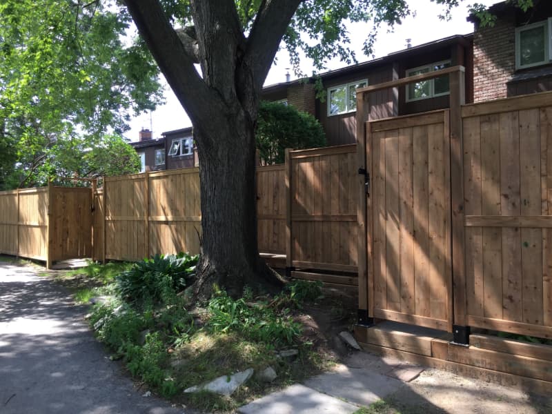 new wood fence and gates